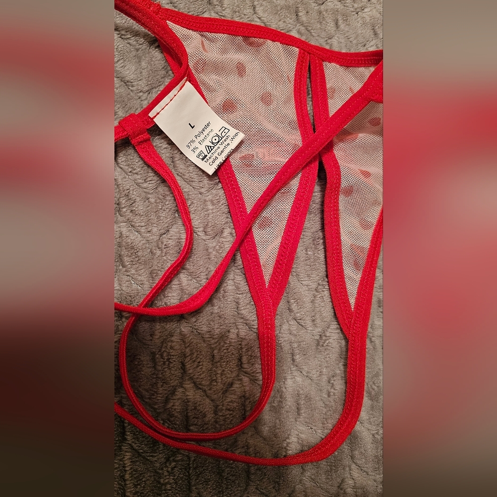 Size L Valentines Day Lingerie Set Pink Red Hearts - Picture 7 of 7